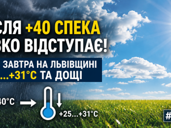 Після +40 спека різко відступає: вже завтра на Львівщині температура впаде до +25…+31°C