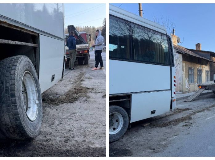 У Бориславі в автобуса на ходу відлетіло колесо.ФОТО
